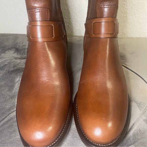 NWOB Tory Burch 'Derby' Leather Riding Boots In Saddle Brown - Size 8.5 - Picture 6 of 16